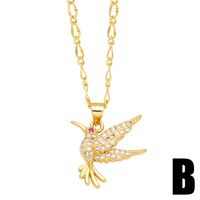 Süß Mode Einfacher Stil Vogel Kupfer 18 Karat Vergoldet Zirkon Halskette In Masse main image 2