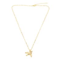 Cute Fashion Simple Style Bird Copper 18k Gold Plated Zircon Necklace In Bulk main image 5