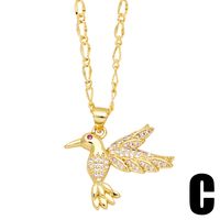 Süß Mode Einfacher Stil Vogel Kupfer 18 Karat Vergoldet Zirkon Halskette In Masse sku image 3