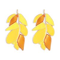 1 Pair Streetwear Leaf Irregular Layered Enamel Alloy Ear Studs sku image 3