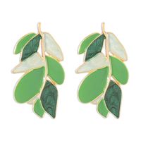1 Pair Streetwear Leaf Irregular Layered Enamel Alloy Ear Studs sku image 1
