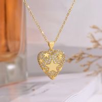 Simple Style Heart Shape Copper 18k Gold Plated Zircon Pendant Necklace In Bulk sku image 2