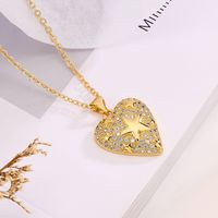 Simple Style Heart Shape Copper 18k Gold Plated Zircon Pendant Necklace In Bulk main image 2