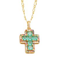 Simple Style Cross Copper 18k Gold Plated Zircon Pendant Necklace In Bulk main image 4