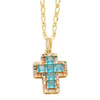 Simple Style Cross Copper 18k Gold Plated Zircon Pendant Necklace In Bulk sku image 4