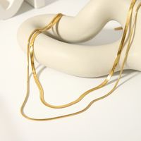304 Stainless Steel 18K Gold Plated Retro Plating Solid Color Necklace main image 5