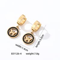 1 Pair Simple Style Heart Shape Butterfly Enamel 304 Stainless Steel K Gold Plated Drop Earrings sku image 4