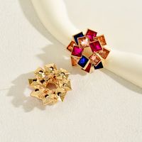 1 Pair Luxurious Shiny Square Plating Inlay Alloy Rhinestones Glass Stone Zircon 18K Gold Plated Ear Studs main image 3