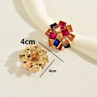 1 Pair Luxurious Shiny Square Plating Inlay Alloy Rhinestones Glass Stone Zircon 18K Gold Plated Ear Studs main image 2