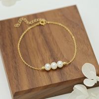 Simple Style Irregular Freshwater Pearl Copper Patchwork Plating 18k Gold Plated Bracelets main image 1