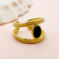 304 Stainless Steel 14K Gold Plated Simple Style Plating Inlay Oval Rings main image 1