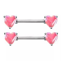 1 Piece Nipple Rings & Studs Sexy Heart Shape 316 Stainless Steel  Alloy Plating Inlay Acrylic White Gold Plated Nipple Rings & Studs main image 2