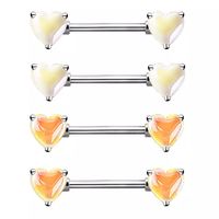 1 Piece Nipple Rings & Studs Sexy Heart Shape 316 Stainless Steel  Alloy Plating Inlay Acrylic White Gold Plated Nipple Rings & Studs main image 1