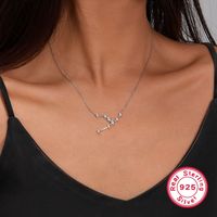 Simple Style Constellation Sterling Silver Plating Inlay Zircon White Gold Plated Pendant Necklace sku image 4