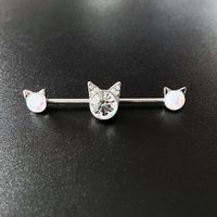 1 Piece Elegant Cat Plating Inlay Stainless Steel Opal Zircon White Gold Plated Ear Studs main image 2