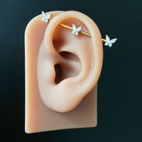 1 Piece Simple Style Star Butterfly Inlay Stainless Steel Copper Rhinestones White Gold Plated Gold Plated Ear Studs main image 3