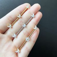 1 Piece Simple Style Star Butterfly Inlay Stainless Steel Copper Rhinestones White Gold Plated Gold Plated Ear Studs main image 2