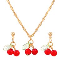 Wholesale Jewelry Simple Style Cherry Plastic Resin 14k Gold Plated Plating Earrings Necklace sku image 3
