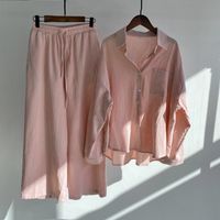 Women's Casual Solid Color Cotton Pocket Patchwork Pants Sets main image 6