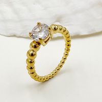 304 Stainless Steel 14K Gold Plated Retro Plating Inlay Solid Color Zircon Rings main image 1