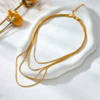 304 Stainless Steel 18K Gold Plated Vintage Style Layered Solid Color Layered Necklaces main image 2