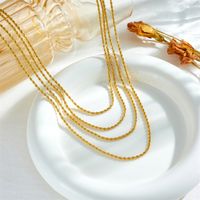 304 Stainless Steel 18K Gold Plated Vintage Style Layered Solid Color Layered Necklaces main image 3