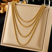 304 Stainless Steel 18K Gold Plated Vintage Style Layered Solid Color Layered Necklaces main image 1