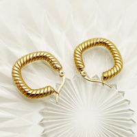 1 Pair Simple Style Solid Color Plating 304 Stainless Steel 14K Gold Plated Ear Studs main image 3