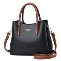 Women's Large Pu Leather Solid Color Vintage Style Square Zipper Handbag sku image 1