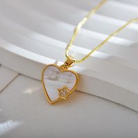 Simple Style Heart Shape Copper Zircon Pendant Necklace In Bulk main image 7