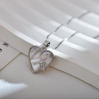Simple Style Heart Shape Copper Zircon Pendant Necklace In Bulk sku image 2