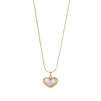 304 Stainless Steel 18K Gold Plated Simple Style Plating Heart Shape Acrylic Pendant Necklace main image 2