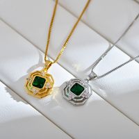 Simple Style Square Copper Zircon Pendant Necklace In Bulk main image 1