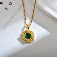 Simple Style Square Copper Zircon Pendant Necklace In Bulk sku image 1