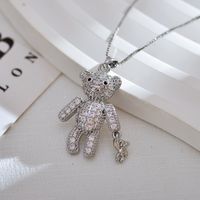 Simple Style Panda Titanium Steel Plating Inlay Zircon Obsidian 18k Gold Plated Pendant Necklace main image 3