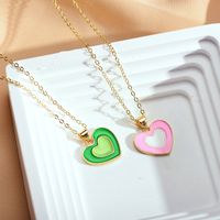 Cute Simple Style Heart Shape Copper Enamel Plating Pendant Necklace main image 7