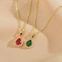 Simple Style Water Droplets Copper Zircon Pendant Necklace In Bulk main image 1