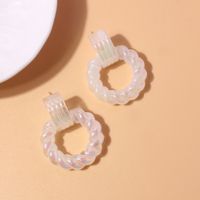 1 Pair British Style Heart Shape Frill Plastic/resin Earrings main image 6