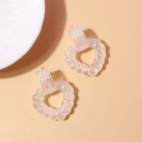 1 Pair British Style Heart Shape Frill Plastic/resin Earrings main image 2