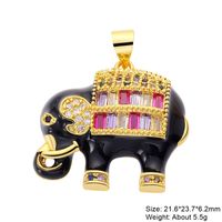 Classic Style Streetwear Animal Round Elephant Copper Plating Inlay Zircon 18k Gold Plated Charms sku image 12