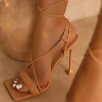 Women's Casual Solid Color Square Toe Ankle Strap Sandals main image 4