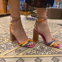 Women's Ethnic Style Bohemian Streetwear Color Block Square Toe Ankle Strap Sandals Fashion Sandals main image 5
