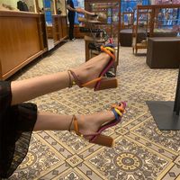 Women's Ethnic Style Bohemian Streetwear Color Block Square Toe Ankle Strap Sandals Fashion Sandals main image 6