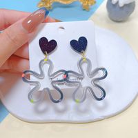1 Pair Sweet Flower Printing Arylic Drop Earrings sku image 1