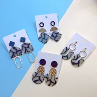 1 Pair Original Design Artistic U Shape Semicircle Color Block Hollow Out Soft Clay Drop Earrings main image 3