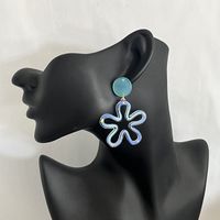 1 Pair Sweet Flower Printing Arylic Drop Earrings main image 5
