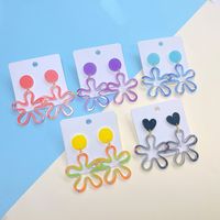 1 Pair Sweet Flower Printing Arylic Drop Earrings main image 1