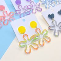 1 Pair Sweet Flower Printing Arylic Drop Earrings main image 3