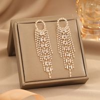 1 Pair Simple Style Solid Color Inlay Metal Zircon Drop Earrings main image 5