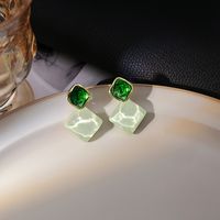 1 Pair Simple Style Square Inlay Alloy Zircon Drop Earrings main image 1